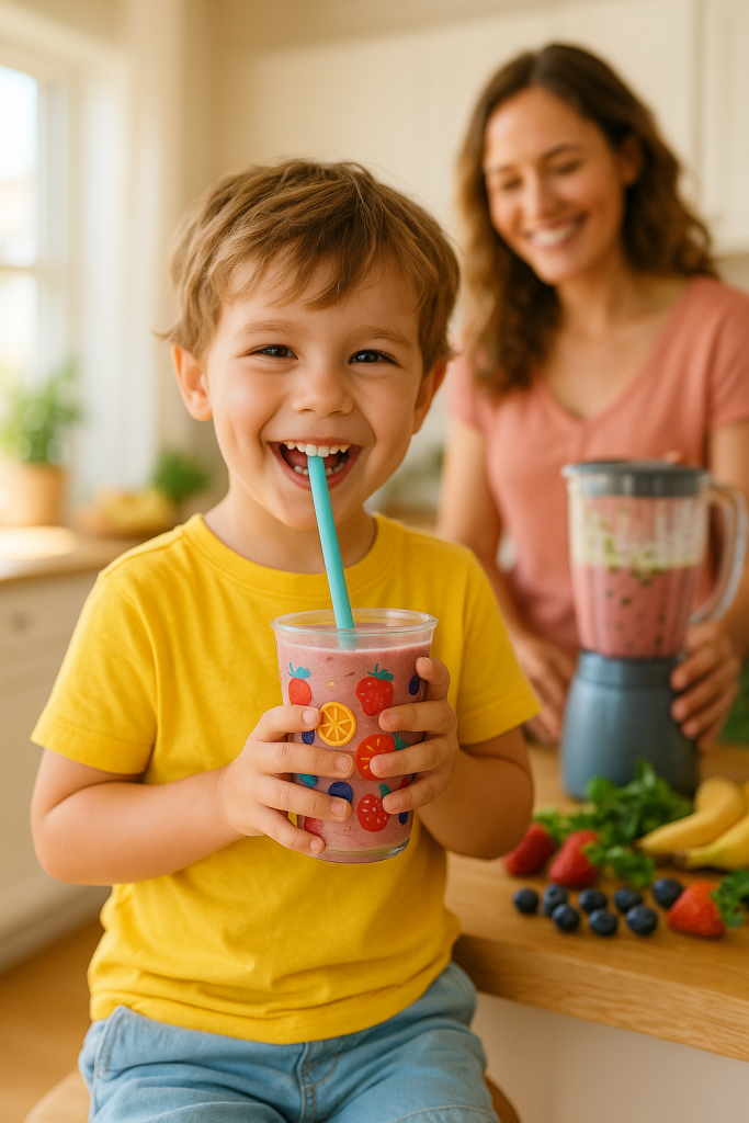 Parent and child making juice together
healthy drinks for kids